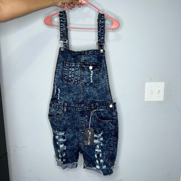 Distressed Overalls Size Large - Picture 1 of 4